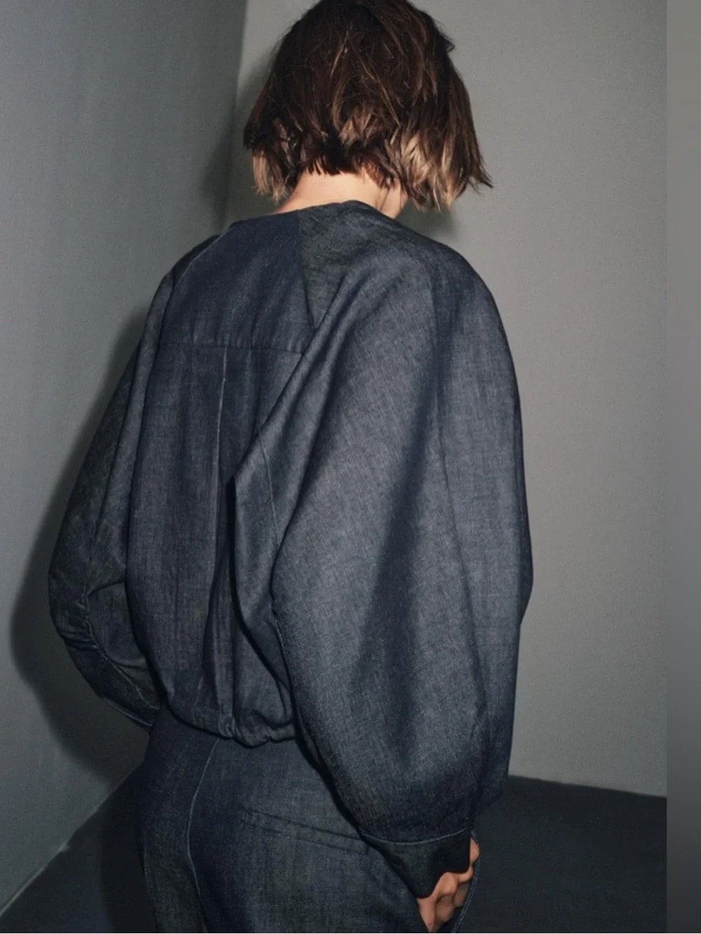 ZARA ZW COLLECTION DENIM PUFFER BOMBER JACKET - Picture 3 of 6